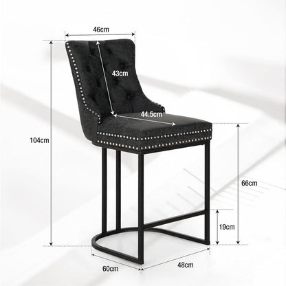 Moderne Barhocker 2er Set mit Fußstütze Schwarz in Lederoptik