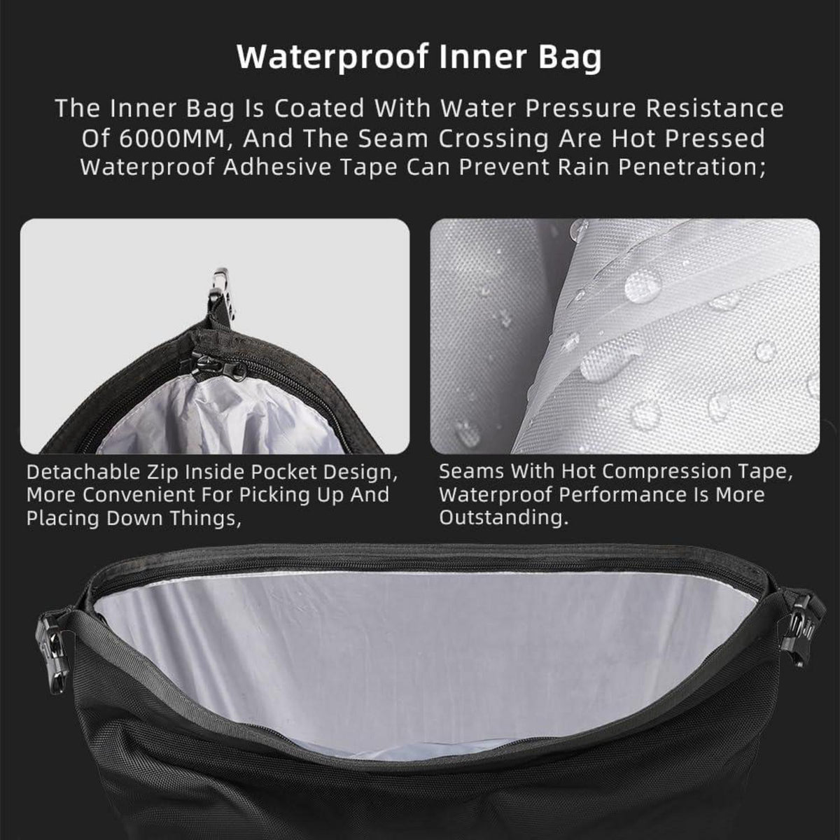 Wasserdichte Motorrad-Satteltaschen 25L Schwarz