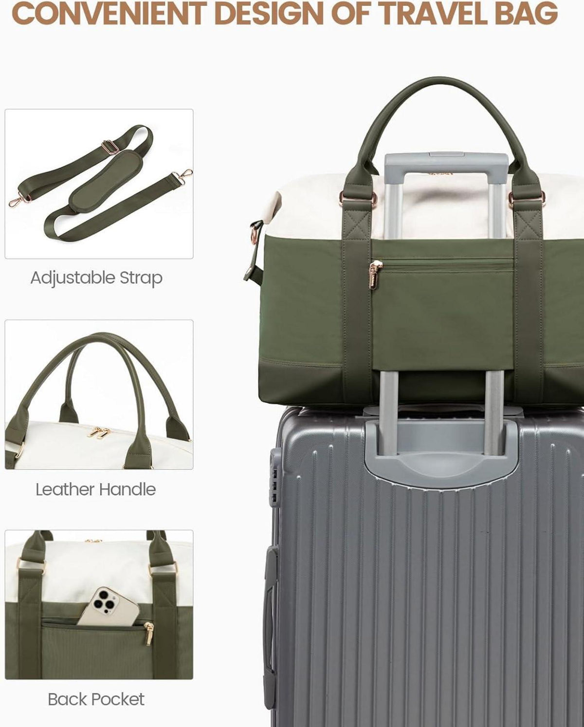 Weekender Reisetasche Damen Sporttasche mit Schuhfach Handgepäck 30L