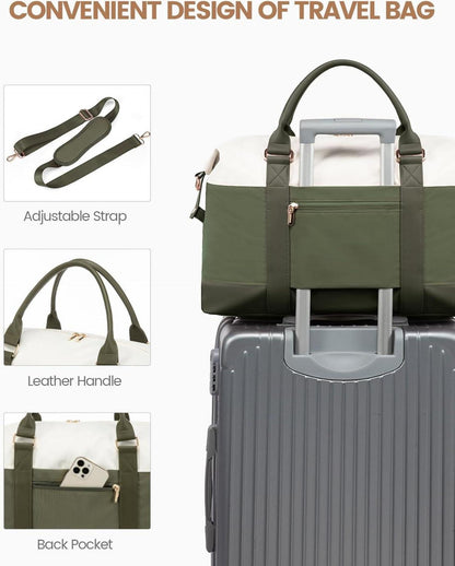 Weekender Reisetasche Damen Sporttasche mit Schuhfach Handgepäck 30L