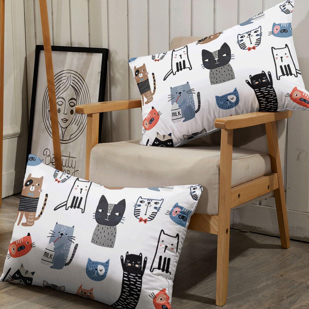 Cartoon Katz Bettwäsche-Set 220x230cm mit 2 Kissenbezügen