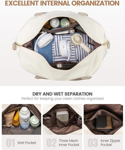 Reisetasche Damen Sporttasche wasserdicht Weekender mit Schuhfach