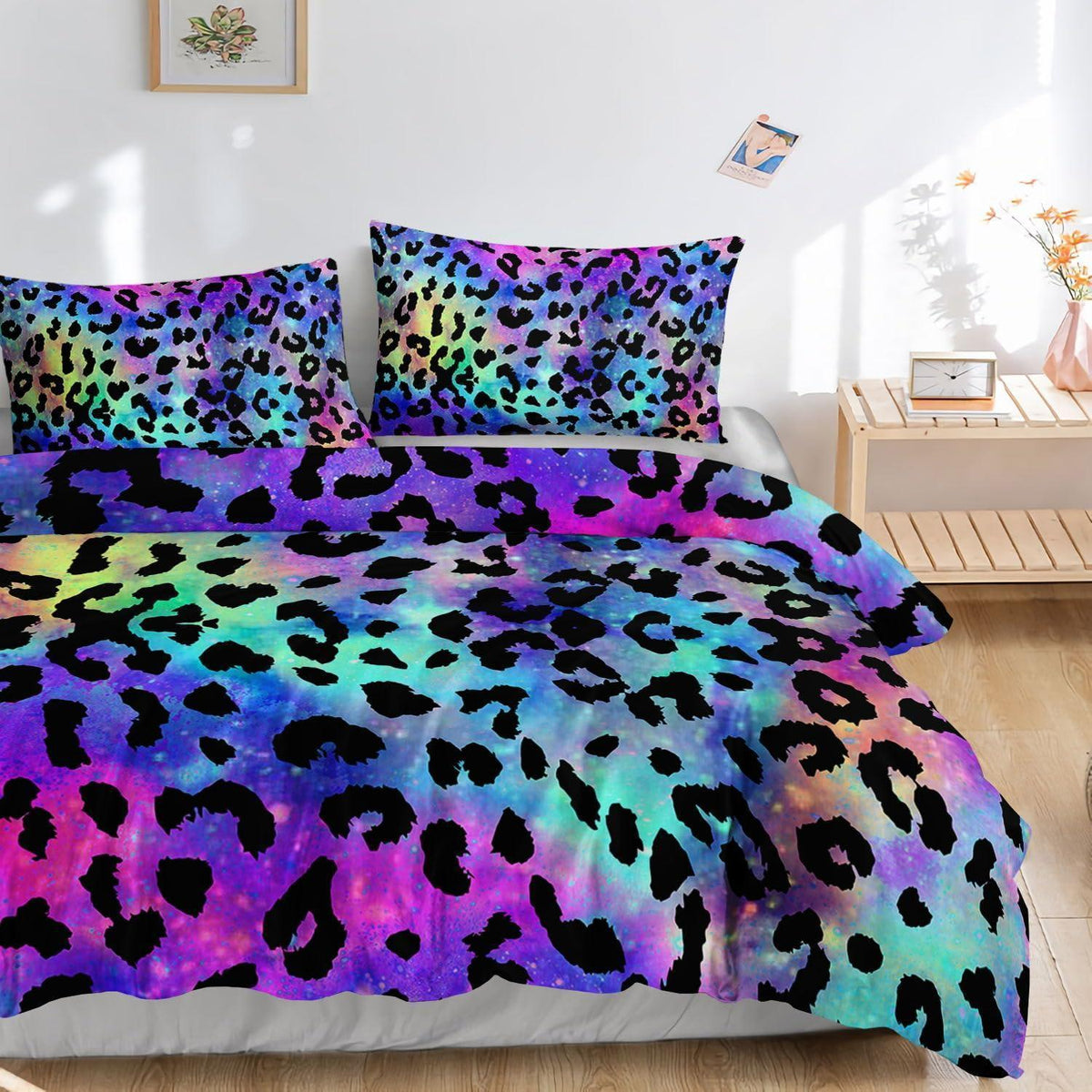 Leopardenmuster Bettwäsche-Set 200x200cm mit 2 Kissenbezügen