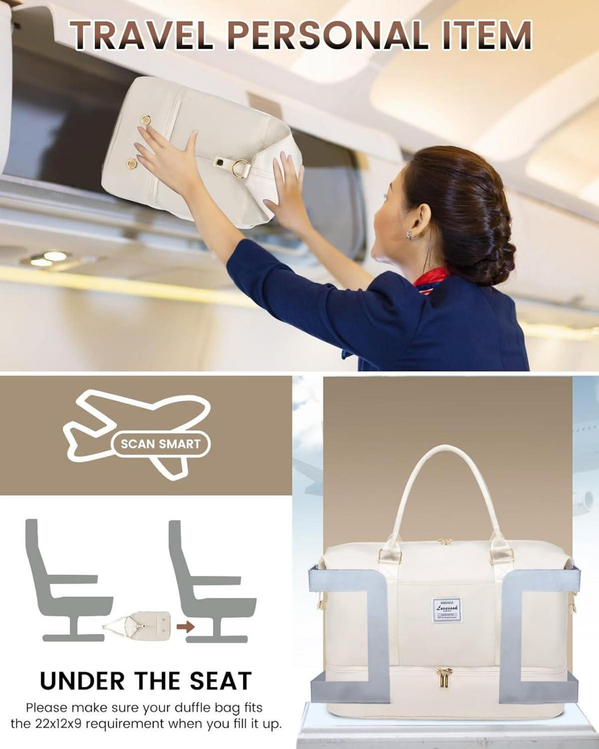 LOVEVOOK Multifunktionale Reisetasche mit Schuhfach - Groß - Handgepäck für Flug - Weekender - Sporttasche - Duffle Bags