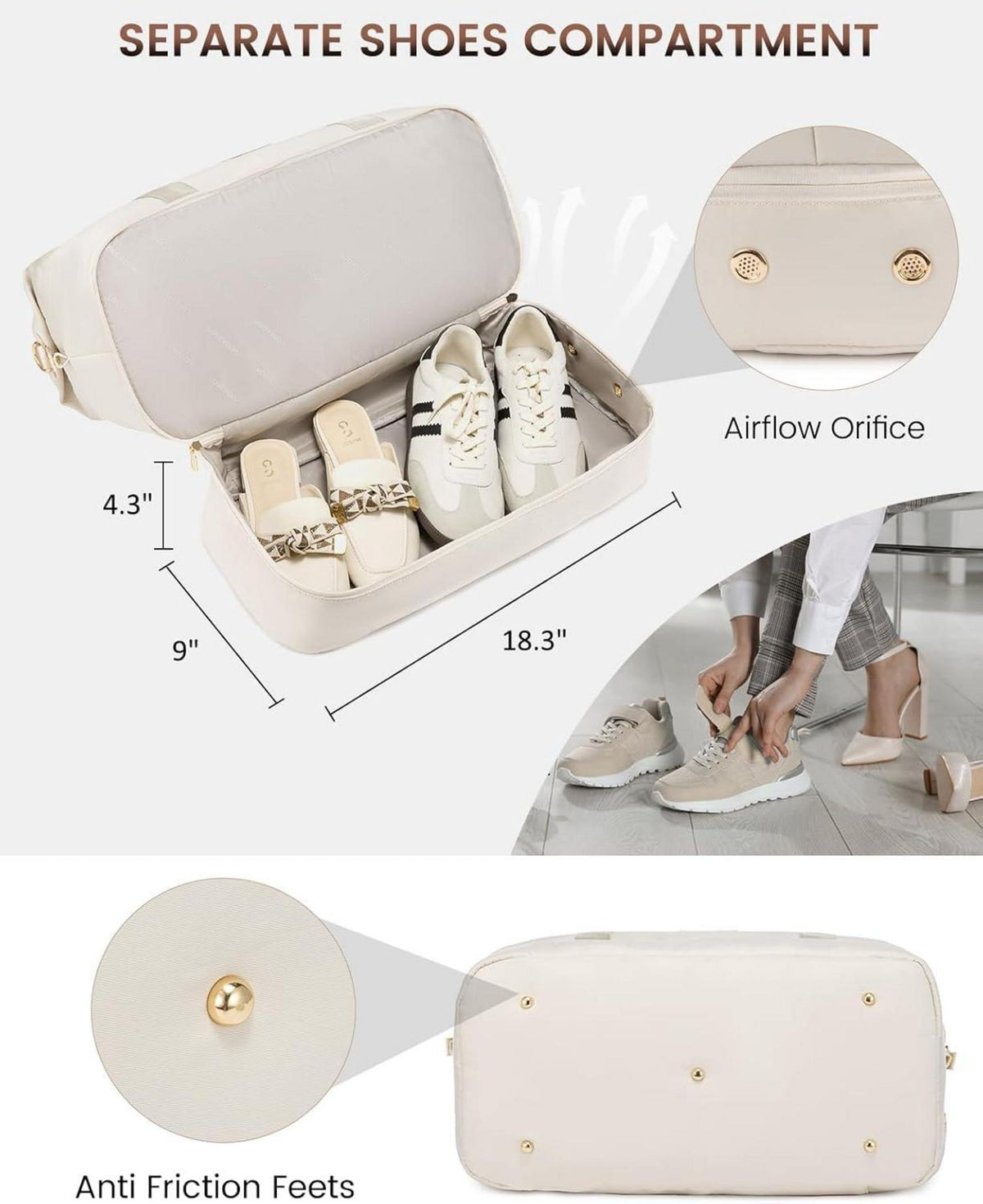 Damen Reisetasche Weekender Handgepäck Sporttasche mit Schuhfach