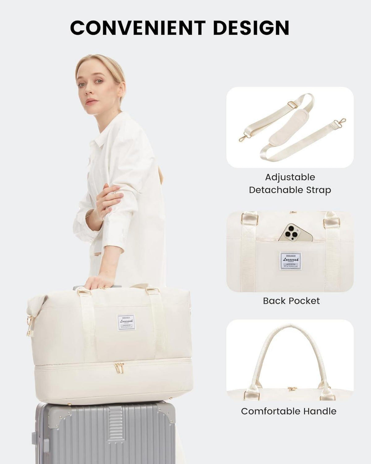 Damen Reisetasche Weekender Handgepäck Sporttasche mit Schuhfach