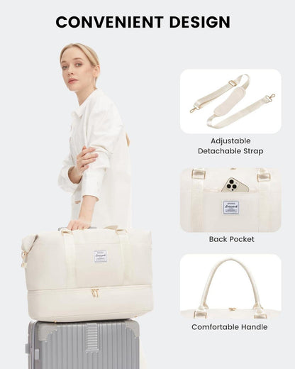 Damen Reisetasche Weekender Handgepäck Sporttasche mit Schuhfach