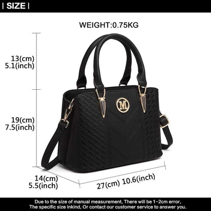 Schwarze Miss Lulu Damen Handtasche Set PU-Leder Shopper