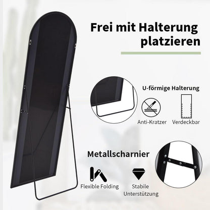 Ganzkörperspiegel Bogen Schwarz 180x66cm | Stand- & Wandspiegel