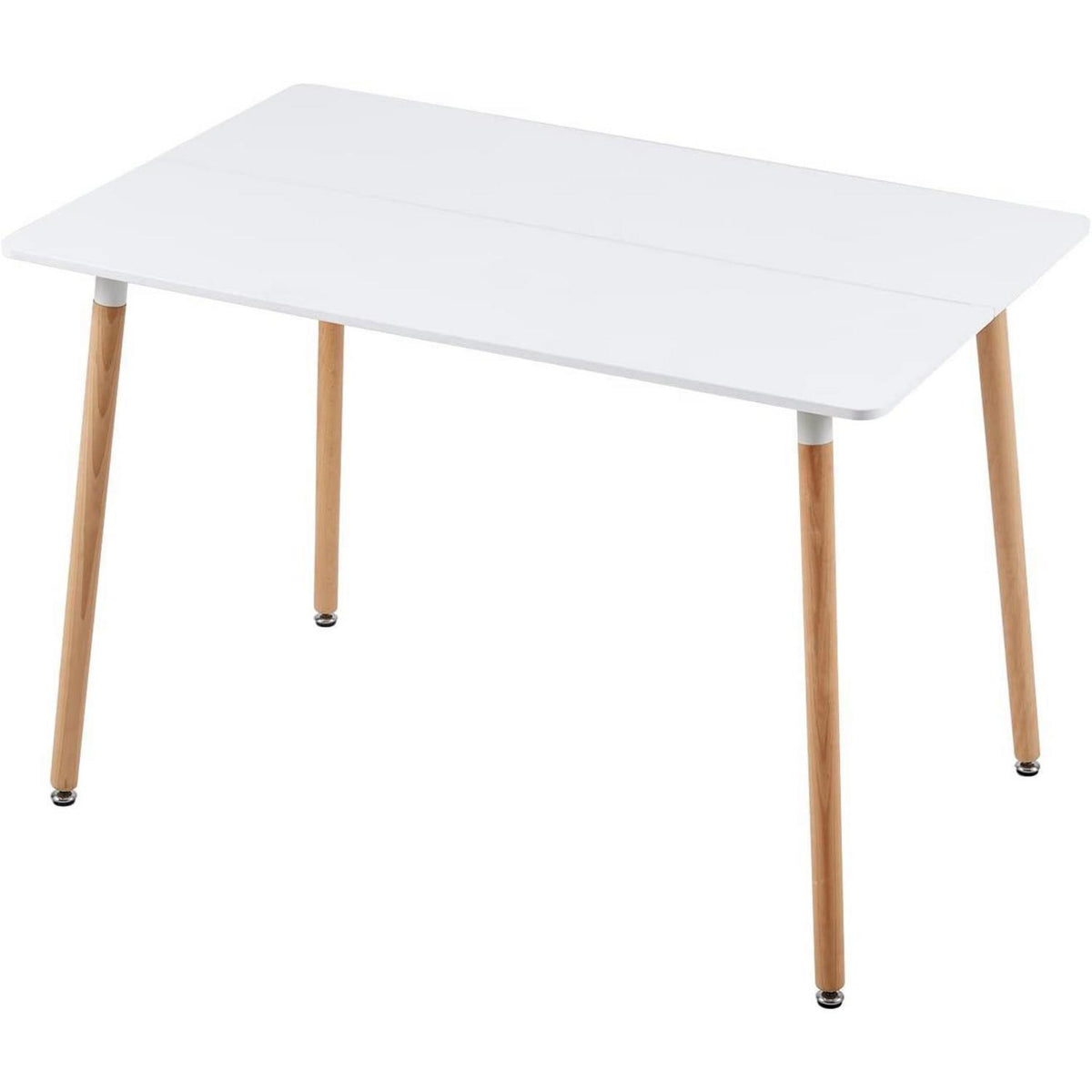 Rechteckiges Esszimmer-Set weißer Tisch + 4 graue Stühle