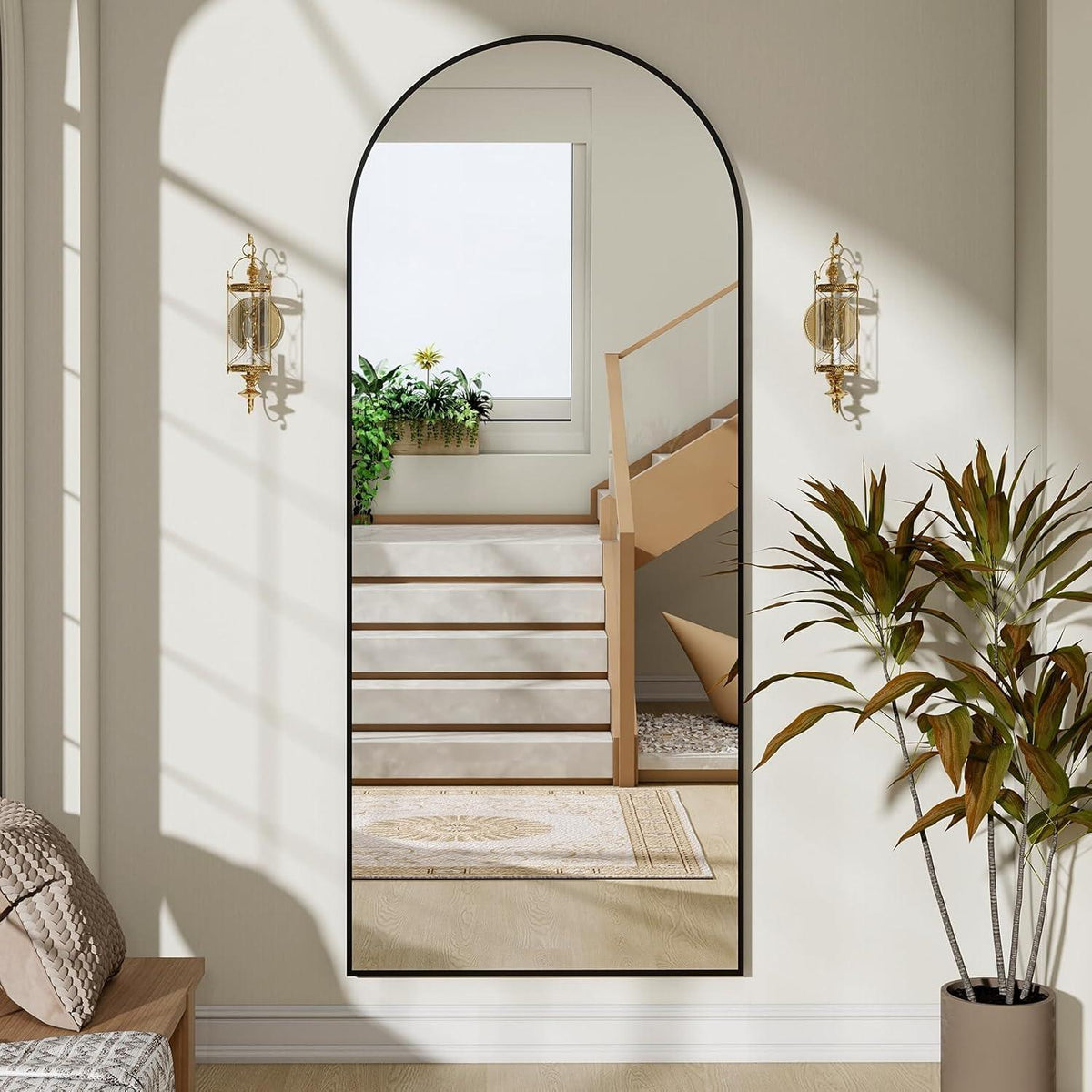 Ganzkörperspiegel Bogen Schwarz – 180x76cm, Stand- & Wandspiegel