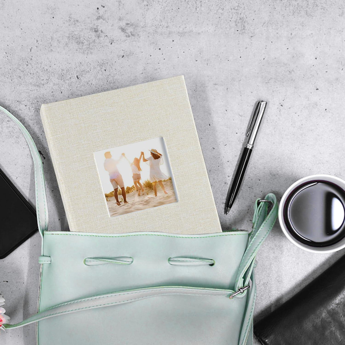 Mini Fotoalbum 10x15cm 2 Pack Leinen Buch 52 Taschen Beige