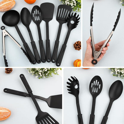 Anseom Nylon Küchenhelfer Set 7-teilig Schwarz Spülmaschinenfest