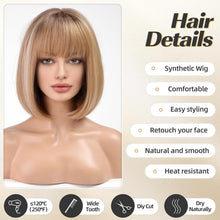 Gerade Bob Perücke mit Pony – Ombre Blond Highlight