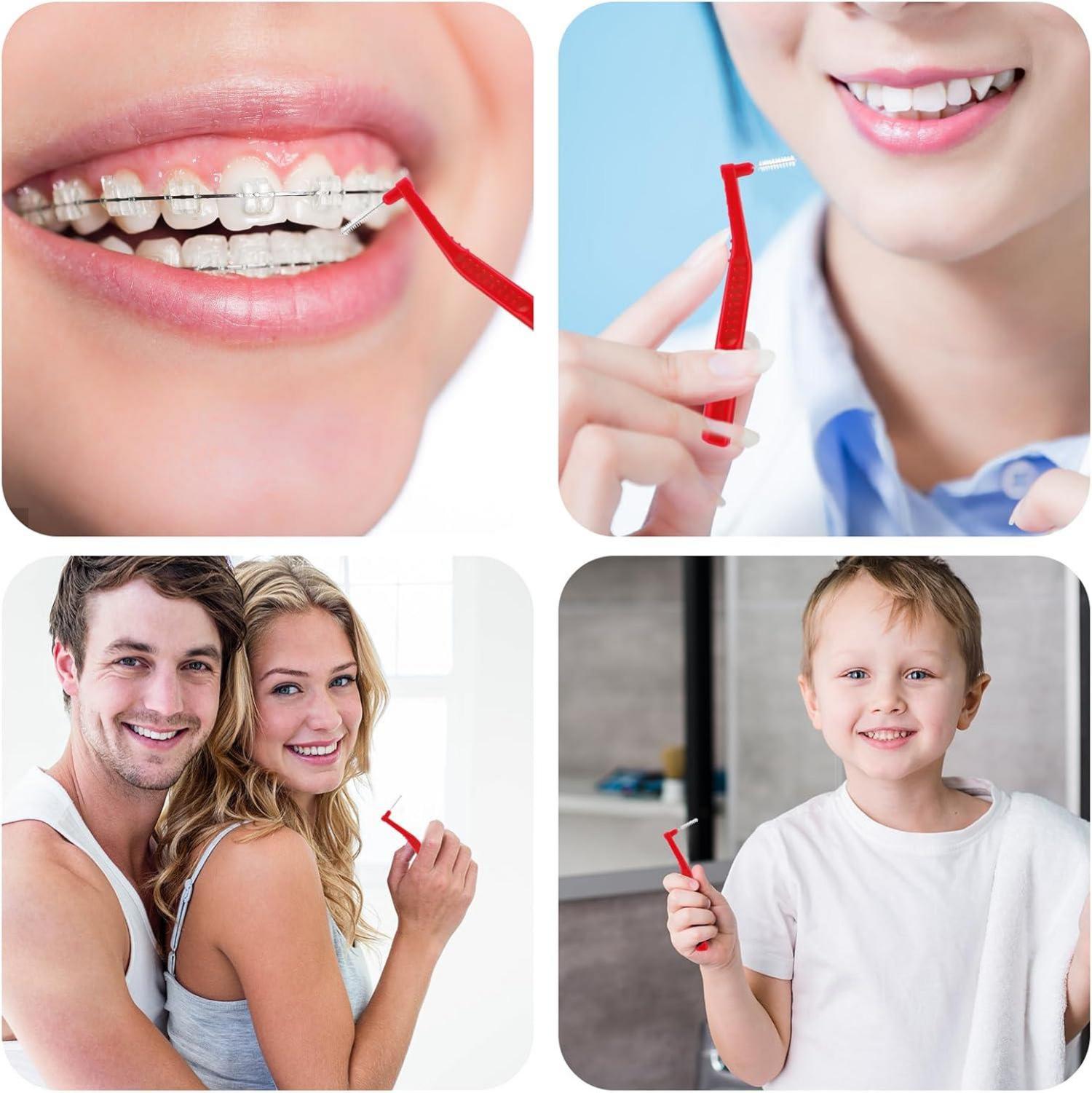 25x Interdentalbürsten 1,2mm L-Form Zahnreinigung Mundpflege Rot