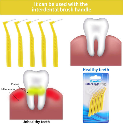 Prasacco 25 Stück Interdentalbürsten 0,6 mm Gelb L-Form Zahnreinigung Mundpflege
