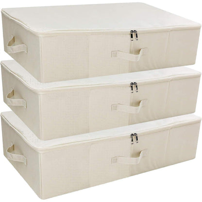 Faltbare Aufbewahrungsboxen für unter das Bett, 3 Stück, Beige