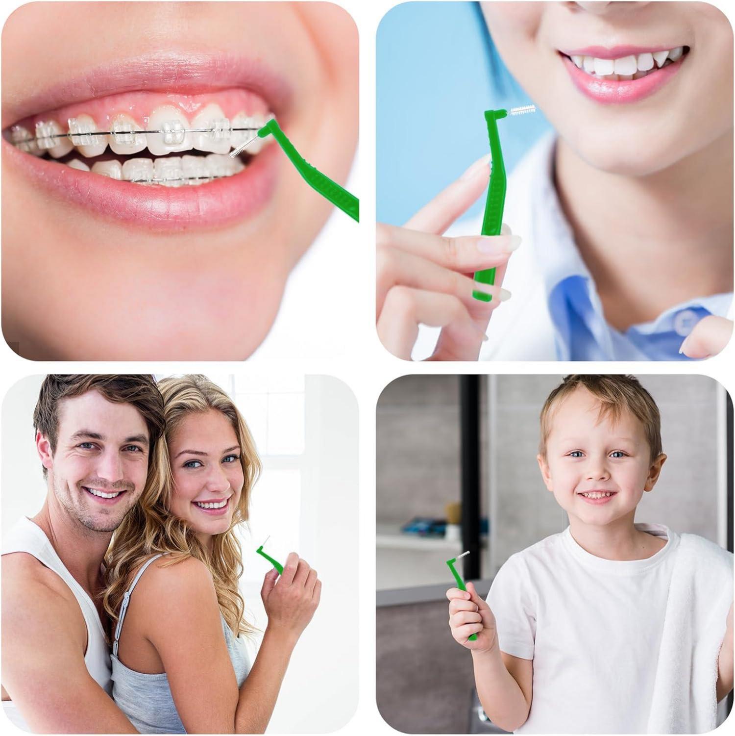 25 Interdentalbürsten 0,8mm L-Form Zahnreinigung Mundpflege Grün