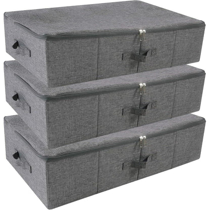 Aufbewahrungsboxen für Kleidung & Decken, 3 Stück, Schwarz/Grau