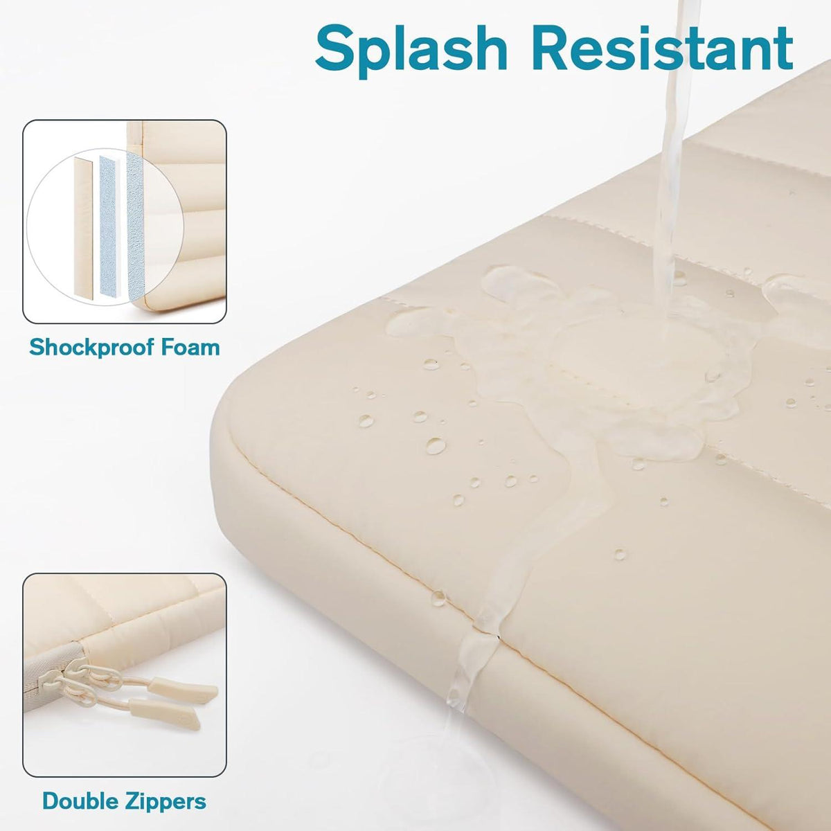 15.6 Zoll Stoßfeste Laptoptasche Hülle für Laptop Notebook Beige