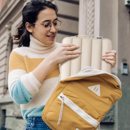 TECOOL 15.6 Zoll Laptoptasche Hülle Stoßfeste Schutzhülle Sleeve Beige