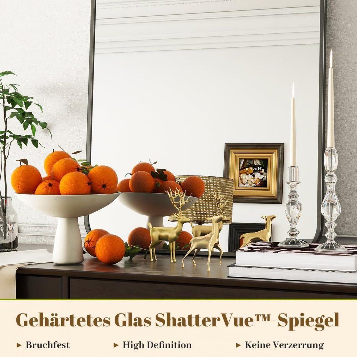 Moderner Badspiegel 75x122cm mit schwarzem Alurahmen