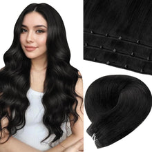 Echthaar Tressen Schwarz 55cm - Micro Weft Haarverlängerung