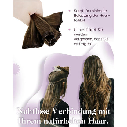Echthaar Tressen Schwarz 55cm - Micro Weft Haarverlängerung