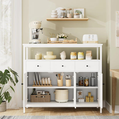 Weißes Sideboard mit 3 Schubladen & 3 Türen – Küchenkommode