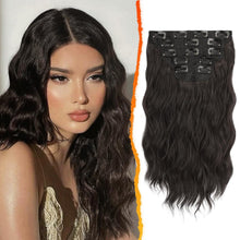Braune Wellige Clip-In Haarverlängerung 35cm 5PCs Synthetisch