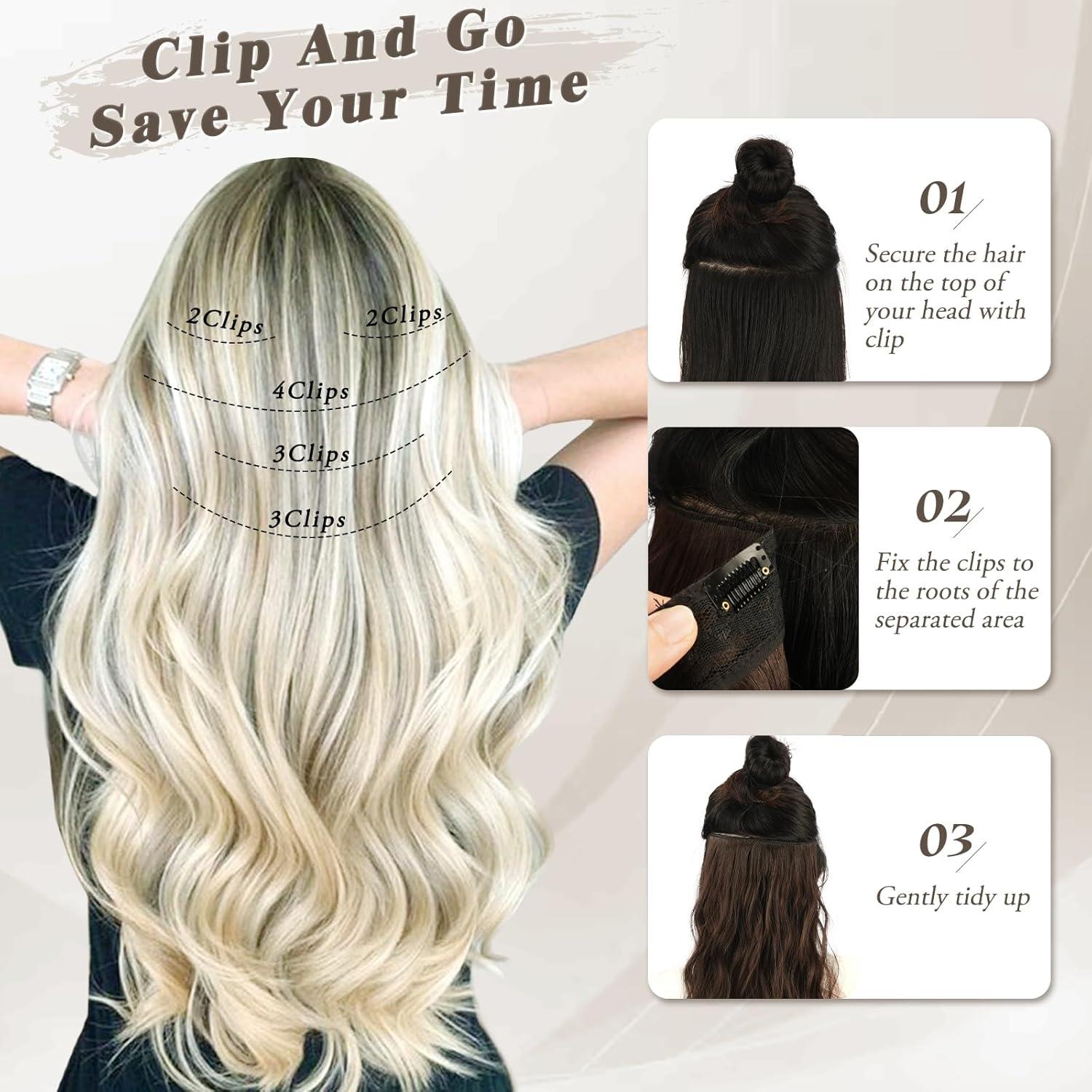 35cm Blond Wellige Clip-in Extensions Haarverlängerung Natürlich Weich 5PCs