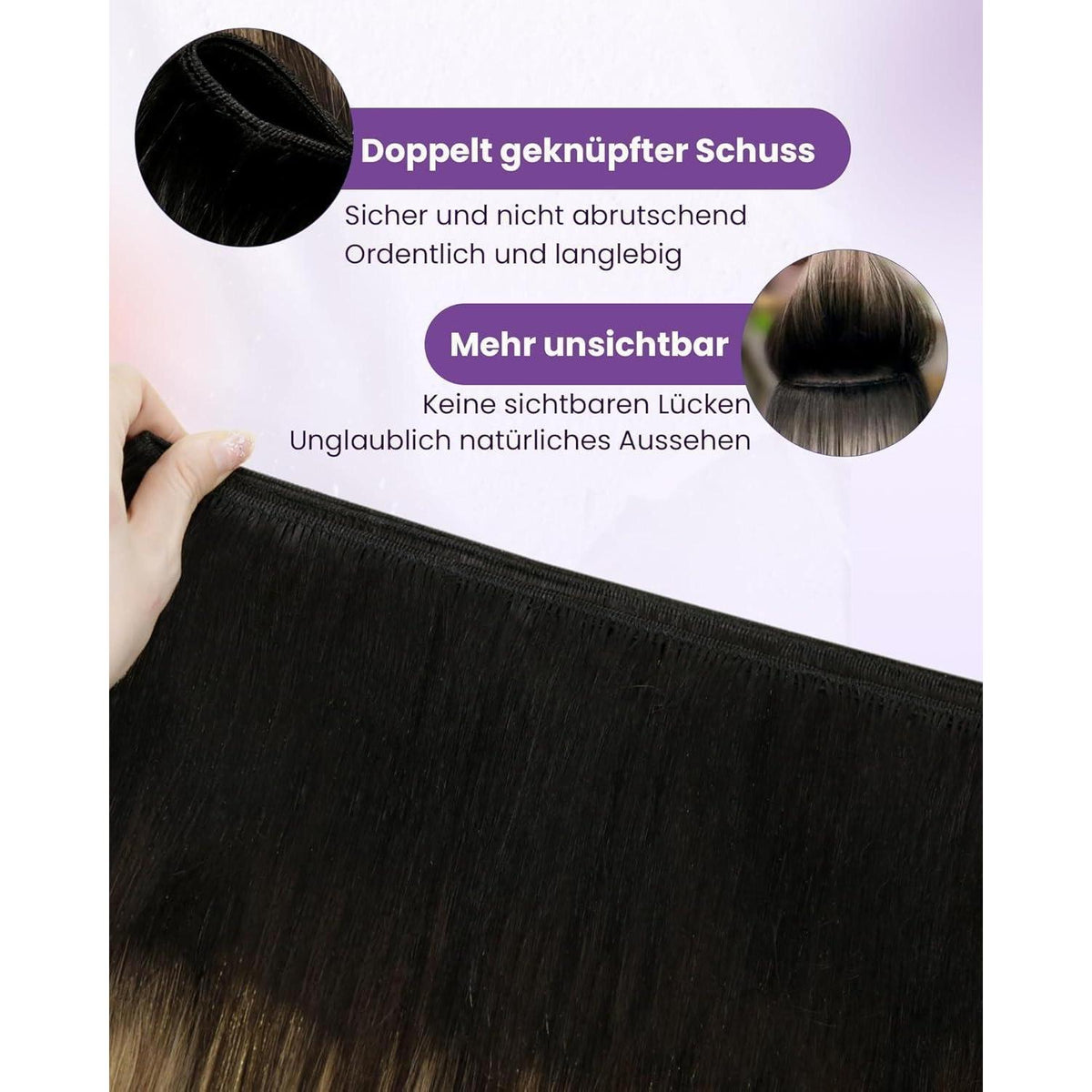 Echthaar Tressen Balayage Schwarzbraun Hellblond 45cm