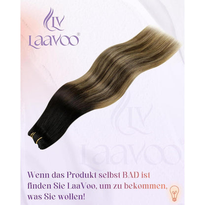 Echthaar Tressen Ombre Braun Schwarz Dunkelbraun 35cm