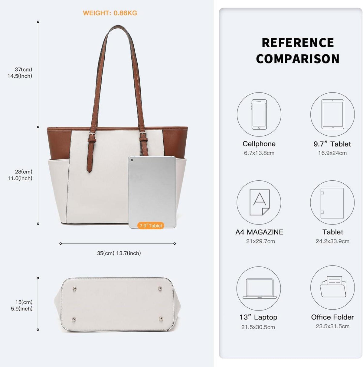 Große Damen Shopper Handtasche Schwarz PU Leder A4