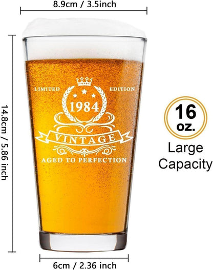 Bierglas 40. Geburtstag 1984 Vintage in Fassbox 480ml