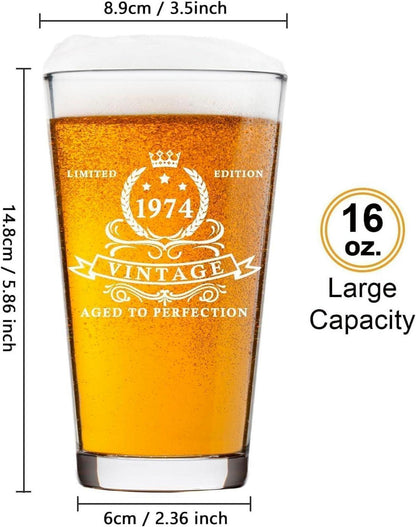 Vintage Bierglas 1974 in Fassbox, Geschenk zum