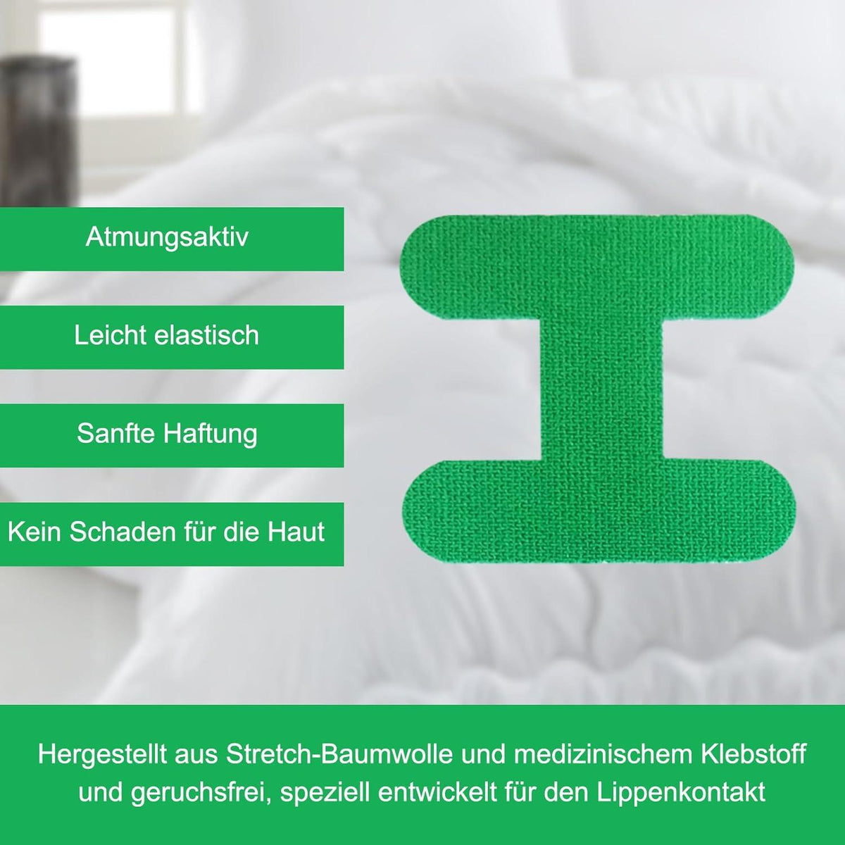 Mundpflaster Anti Schnarch Schlafen 60 Stück Grün