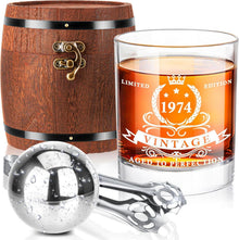 Whiskyglas-Set 1974 Geburtstagsgeschenke in Fassboxremium