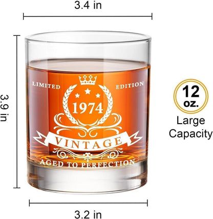 Whiskyglas-Set 1974 Geburtstagsgeschenke in Fassboxremium