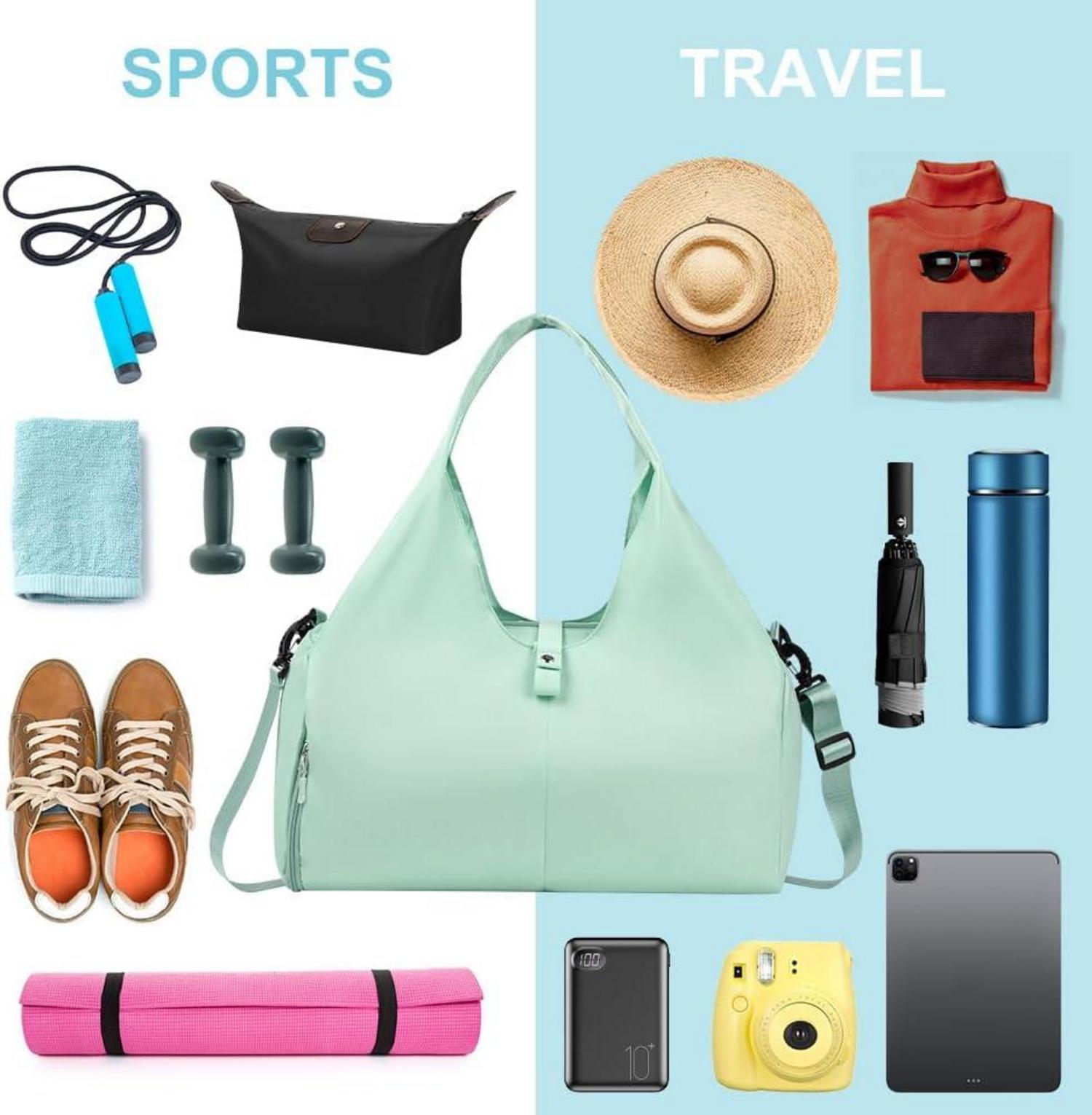 Sporttasche mit Schuh- & Nassfach, Yogatasche Damen/Herren, Wasserdichte Reisetasche Blau