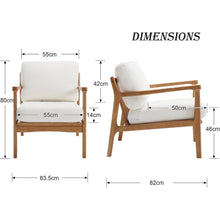 Leinen Ohrensessel Wohnzimmer – Bequemer Loungesessel mit Holzrahmen