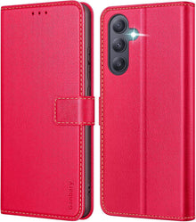 Samsung Galaxy A55 5G Handyhülle Leder Klapphülle Rot
