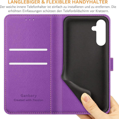 Handyhülle Samsung Galaxy A55 5G Leder Violett Magnetstandfunktion