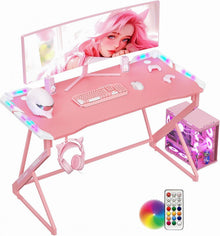Gaming Schreibtisch LED 100x60 cm Z Rahmen Kohlefaseroberfläche