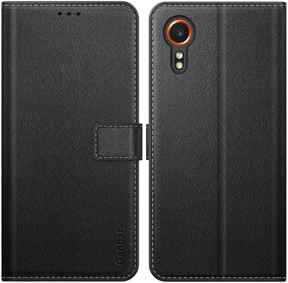 Samsung Galaxy Xcover 7 Handyhülle: Premium Leder Klapphülle Schwarz