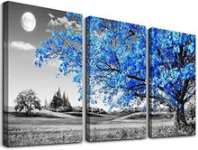 Blaue Baum Leinwandbilder 3er Set Wohnzimmer Schlafzimmer Küche