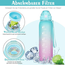 Trinkflasche 1l BPA-frei Auslaufsicher mit Zeitmarkierung