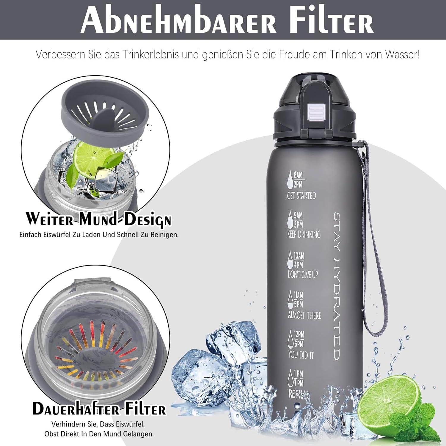 AOPREL Trinkflasche 1l BPA-Frei Sport Wasserflasche