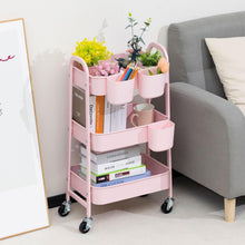 DOEWORKS 3-Etagen Metall Aufbewahrungswagen mit Rädern, Rose