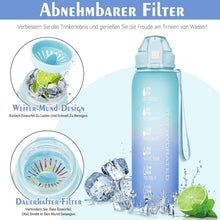 Trinkflasche 1l BPA-frei Sport Auslaufsicher Zeitmarkierung